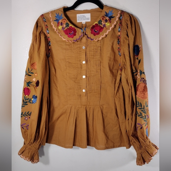 Naked Generation The Harriet Embroidered Blouse Size Medium - Picture 5 of 10